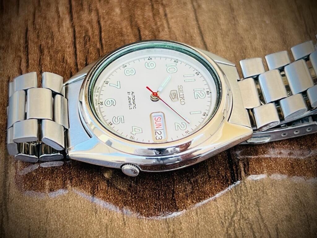 100% Genuine Seiko 5 Automatic White Dial 7s26-0480 Mens Watch 35mm - Grab A Watch Co