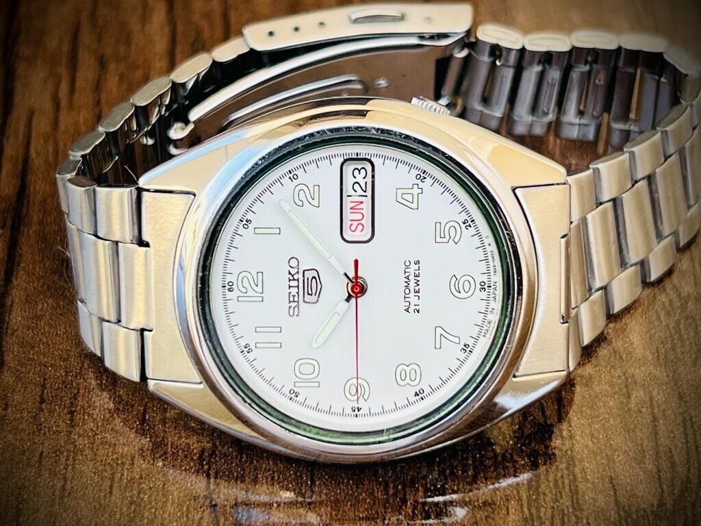 100% Genuine Seiko 5 Automatic White Dial 7s26-0480 Mens Watch 35mm - Grab A Watch Co