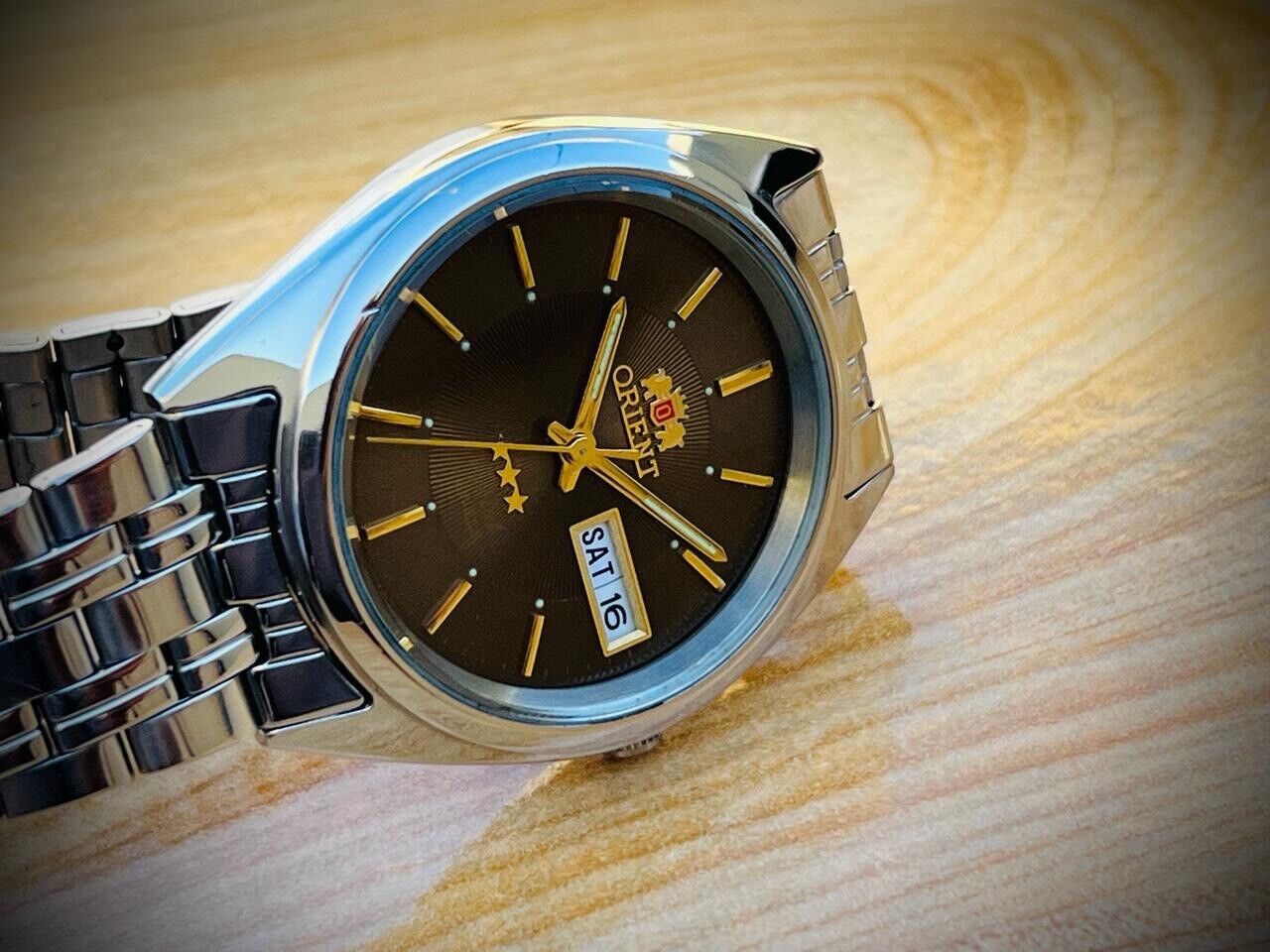 Orient 3 Star Rare Brown Dial Mens Watch 37mm, Rare Discounted Model