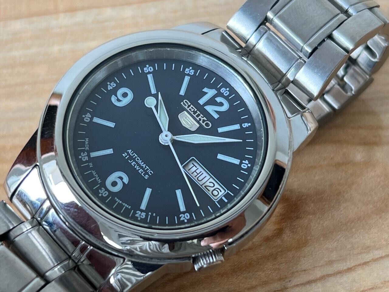 Seiko 5 Blue Dial 7s26-02w0 Automatic 21 Jewels 39mm Men’s Watch, Perfect