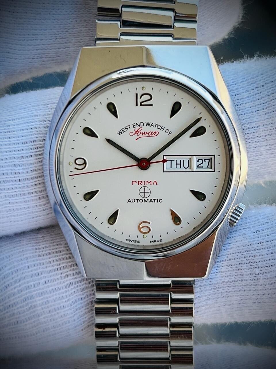 Vintage West End Rare White Dial 36mm Automatic Gents Watch Swiss Made, Perfect