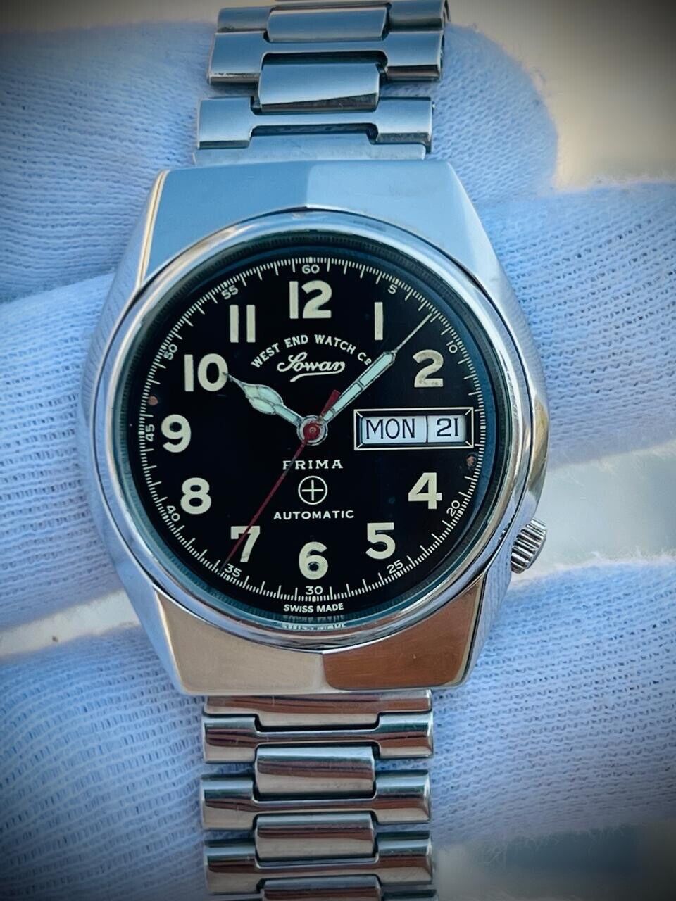 Vintage West End Black Dial 36mm Automatic Gents Watch Swiss Made, Perfect
