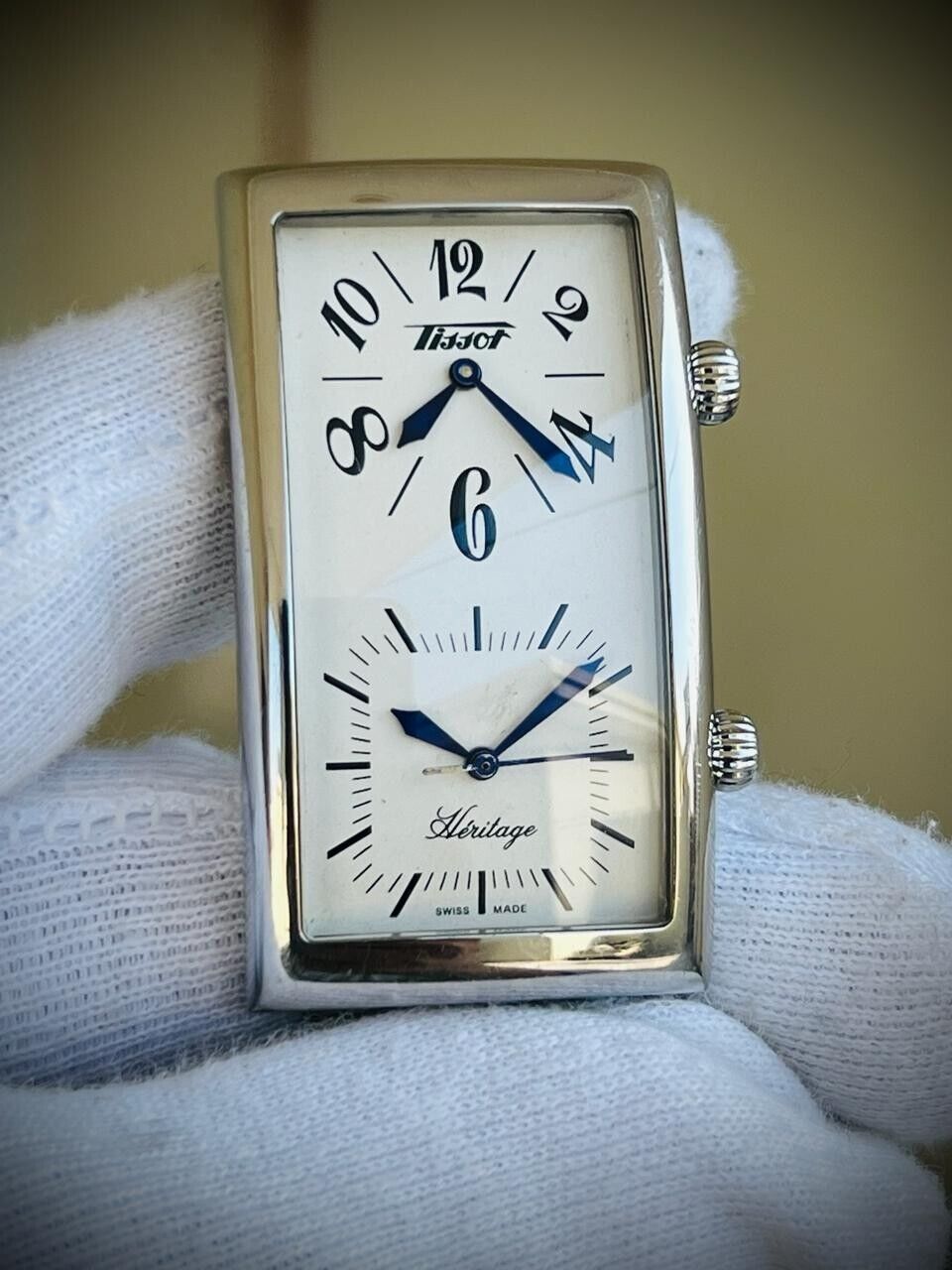 Vintage Tissot Heritage Dual Time Item Rare Watch mens watch 28x50mm Quartz