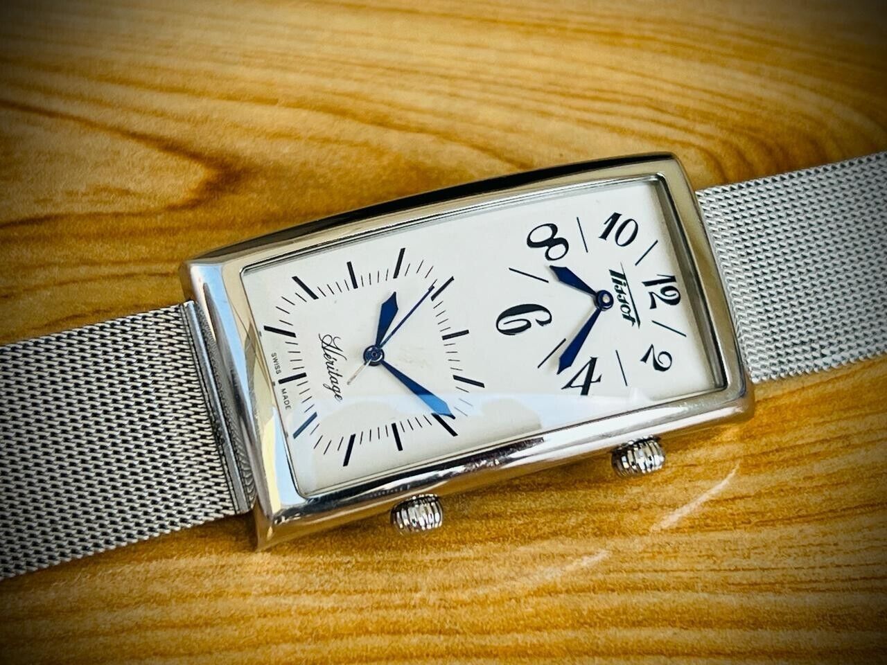Vintage Tissot Heritage Dual Time Item Rare Watch mens watch 28x50mm Quartz