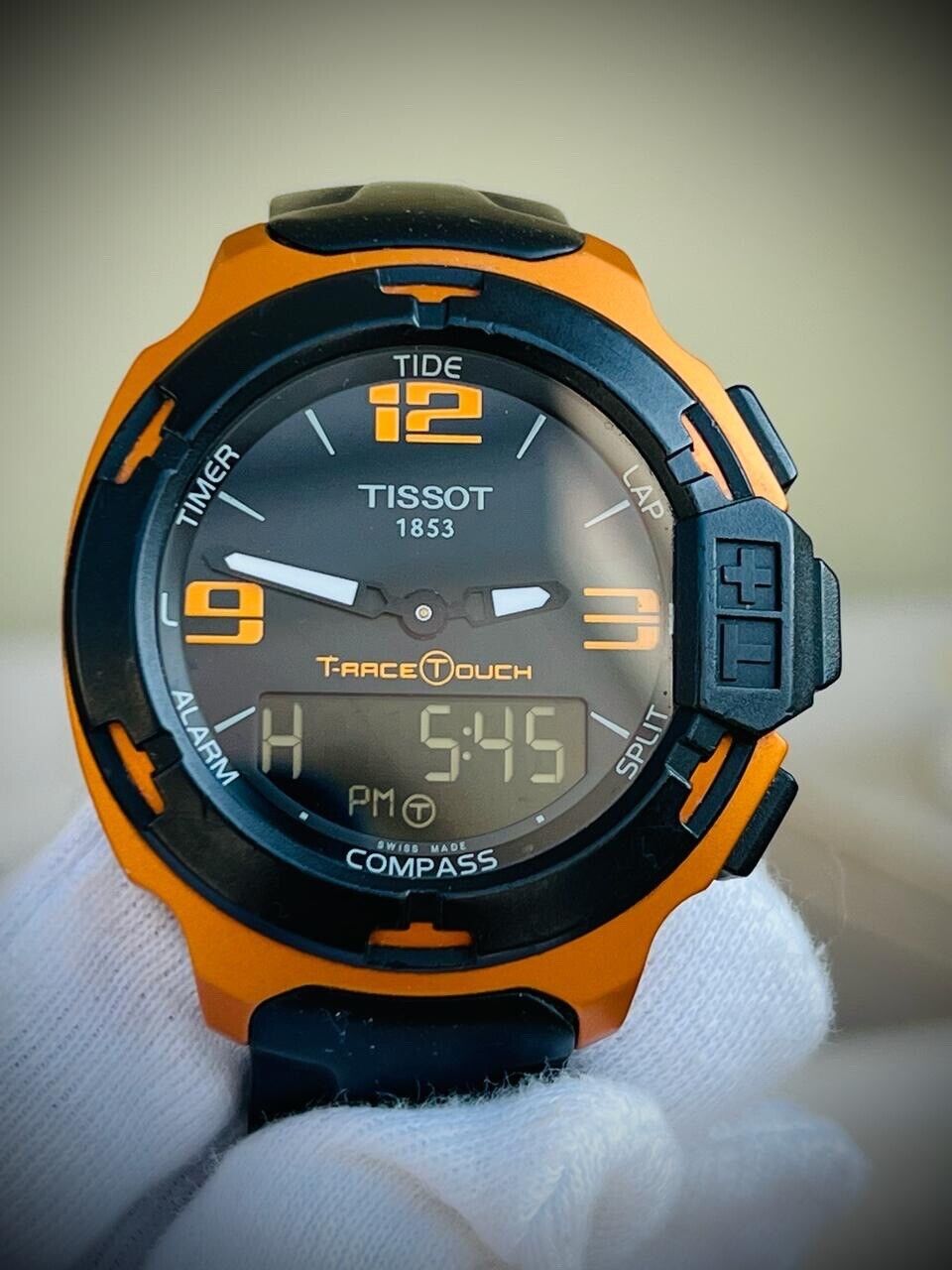 Tissot T-Race Touch Digital 46mm Mens Watch, Swiss, Aluminium Orange Mens Watch