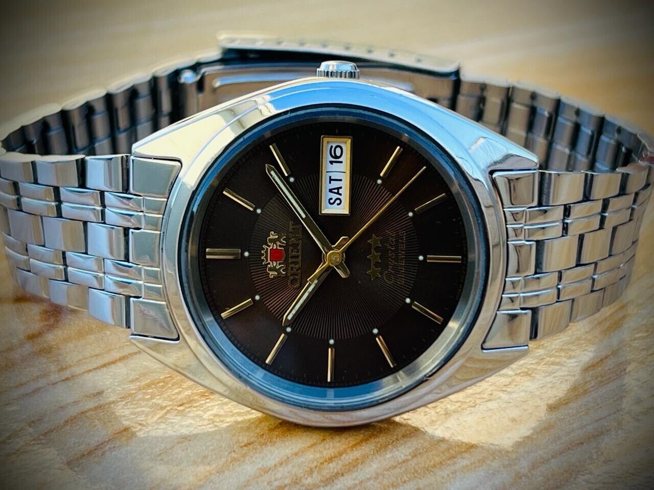 Orient 3 Star Rare Brown Dial Mens Watch 37mm, Rare Discounted Model