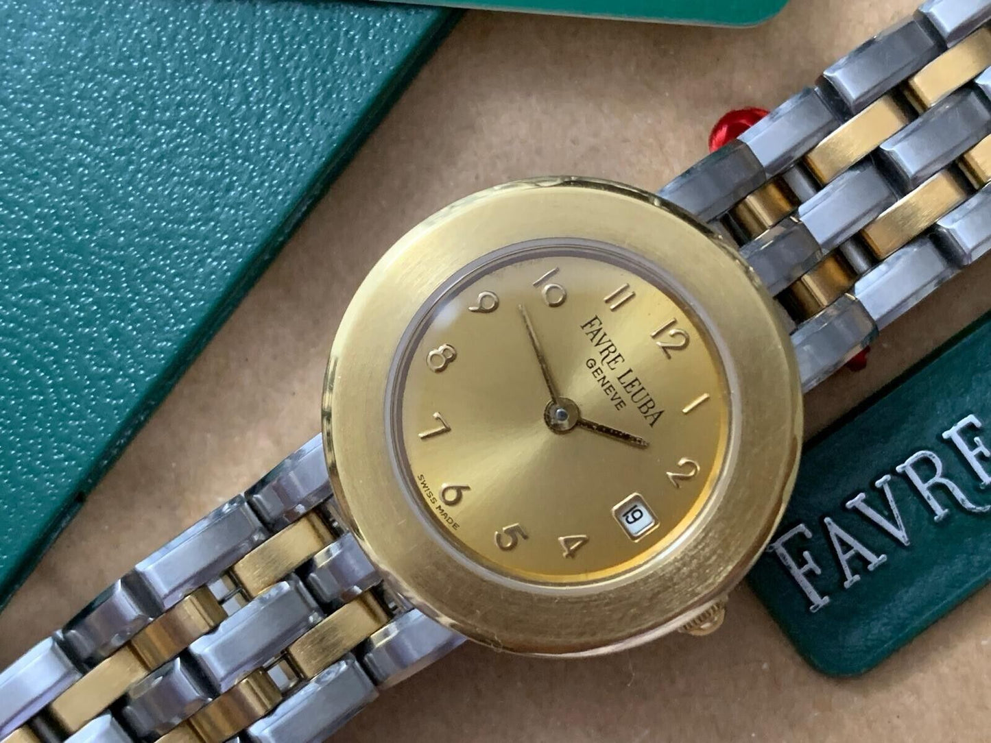 Vintage Favre Leuba Geneve 2/Tone Gold Ladies Watch Luxury Quartz, Swiss Made