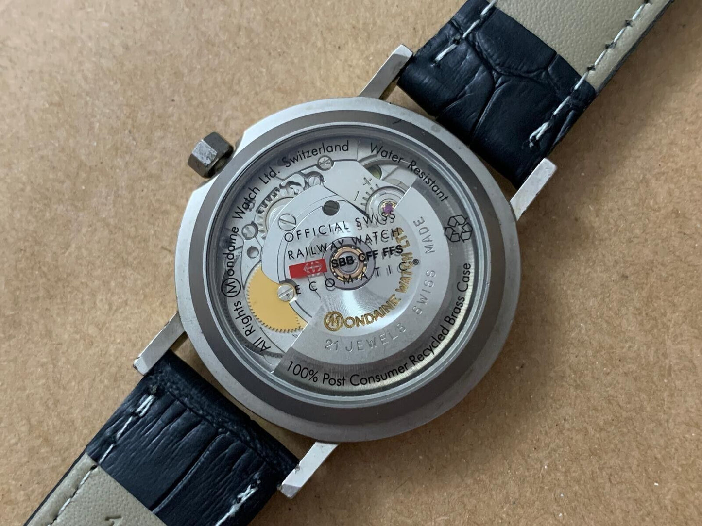 Mondaine Swiss Railway 35mm Black Dial Watch, Swiss Made