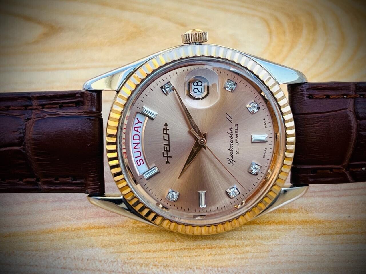 Vintage Watch Felca Sportmaster XX Rare Diamond Dial, 8521 Automatic 38mm