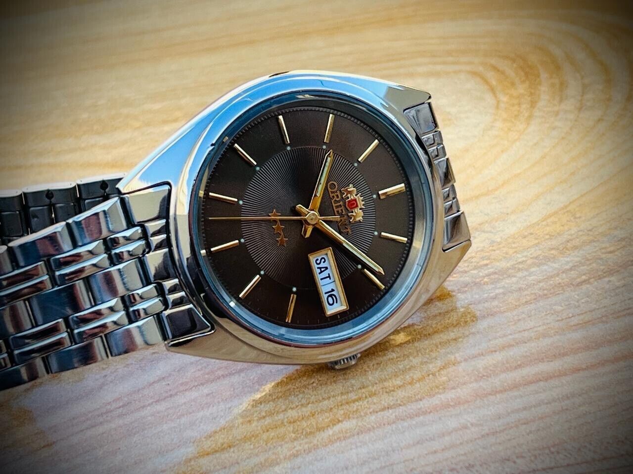Orient 3 Star Rare Brown Dial Mens Watch 37mm, Rare Discounted Model