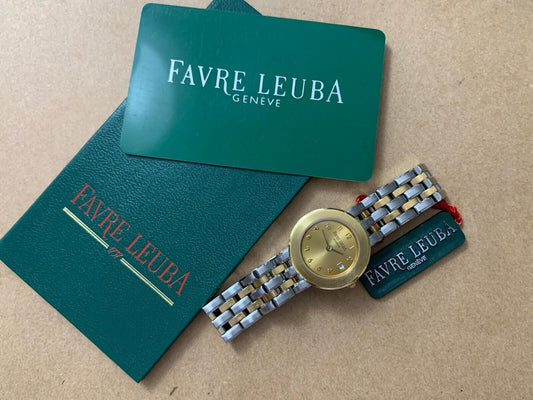 Vintage Favre Leuba Geneve 2/Tone Gold Ladies Watch Luxury Quartz, Swiss Made