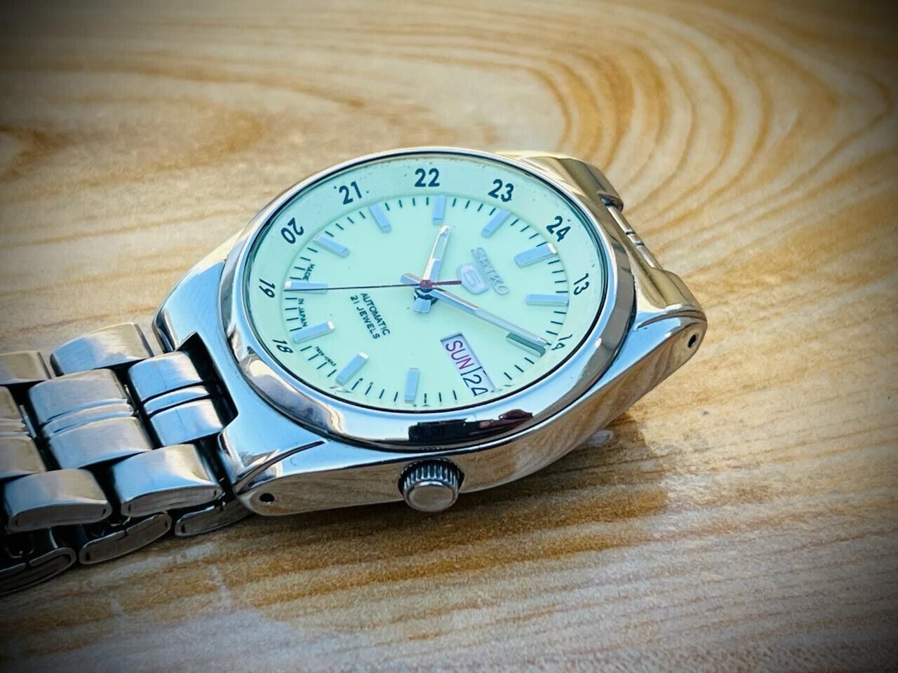 Seiko 5 Automatic Railway Radium Dial 21 Jewels 7s26-02F0, 37mm Mens Watch