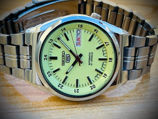 Seiko 5 Automatic Railway Radium Dial 21 Jewels 7s26-02C0, 35mm Gents Watch #869
