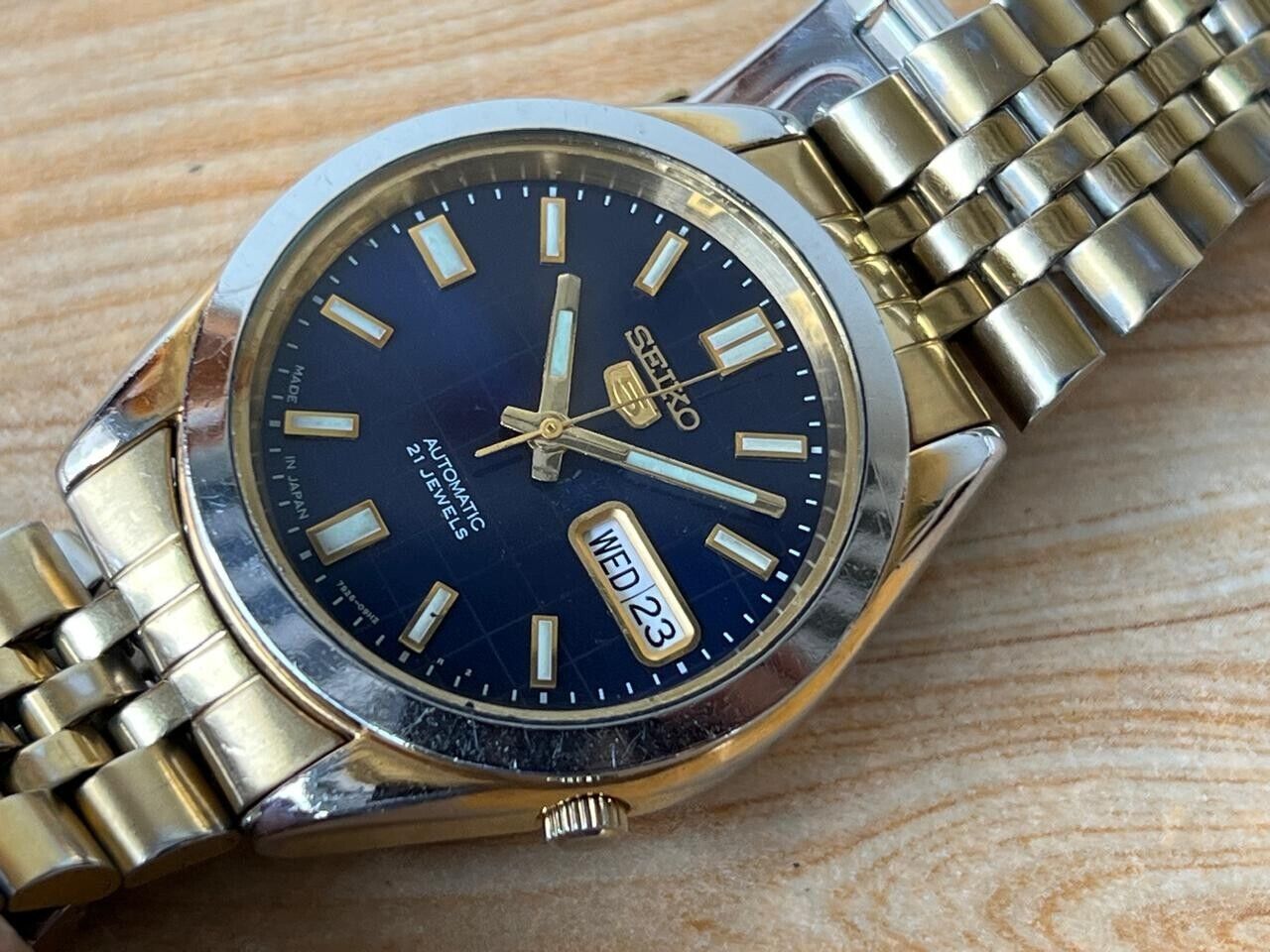 Seiko 5 Blue Dial 7s26-00x0 Automatic 21 Jewels 36mm Men’s Watch, Perfect