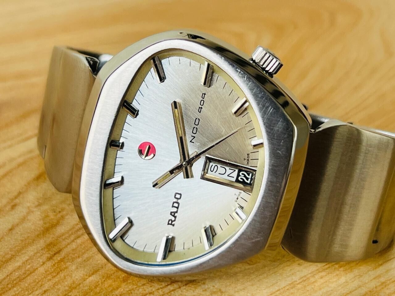 Vintage Rado NCC 404 NOS Silver Dial Automatic Mens Watch, Ultra Rare