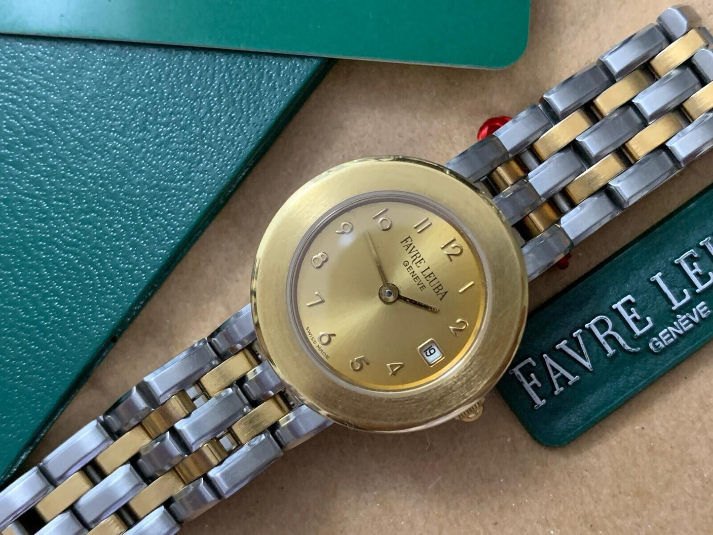Vintage Favre Leuba Geneve 2/Tone Gold Ladies Watch Luxury Quartz, Swiss Made