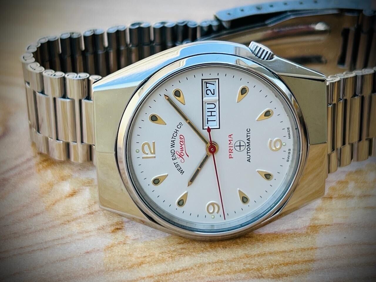 Vintage West End Rare White Dial 36mm Automatic Gents Watch Swiss Made, Perfect