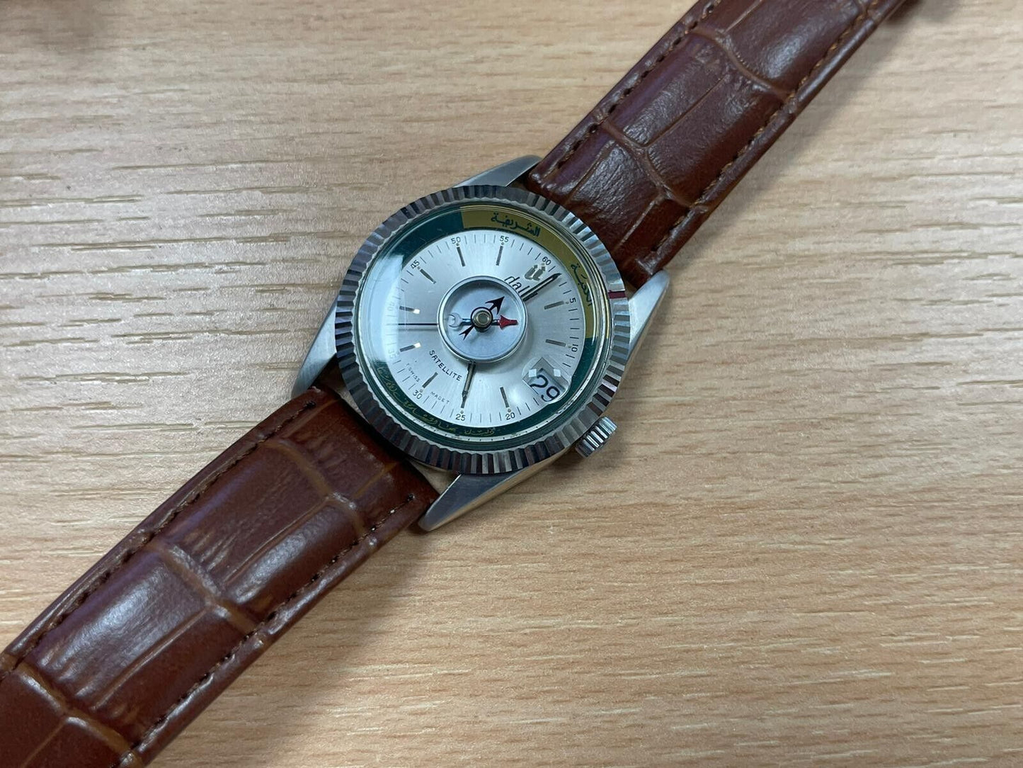 Vintage Dalil Muslim Satellite 1970’s NOS Mens Watch, ETA 2824, Swiss Made 35mm