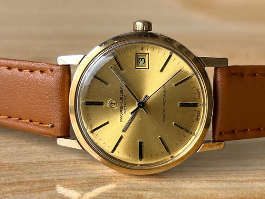 Vintage Favre Leuba Geneve Twin Power 35mm Automatic Men’s Watch, Perfect
