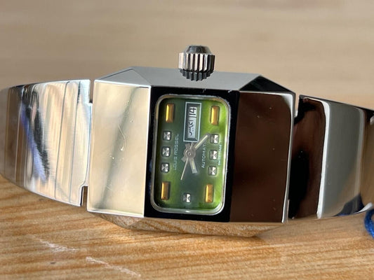 Vintage Louis Rossel Retro Green Dial 27mm Automatic Ladies Watch NOS + Tag
