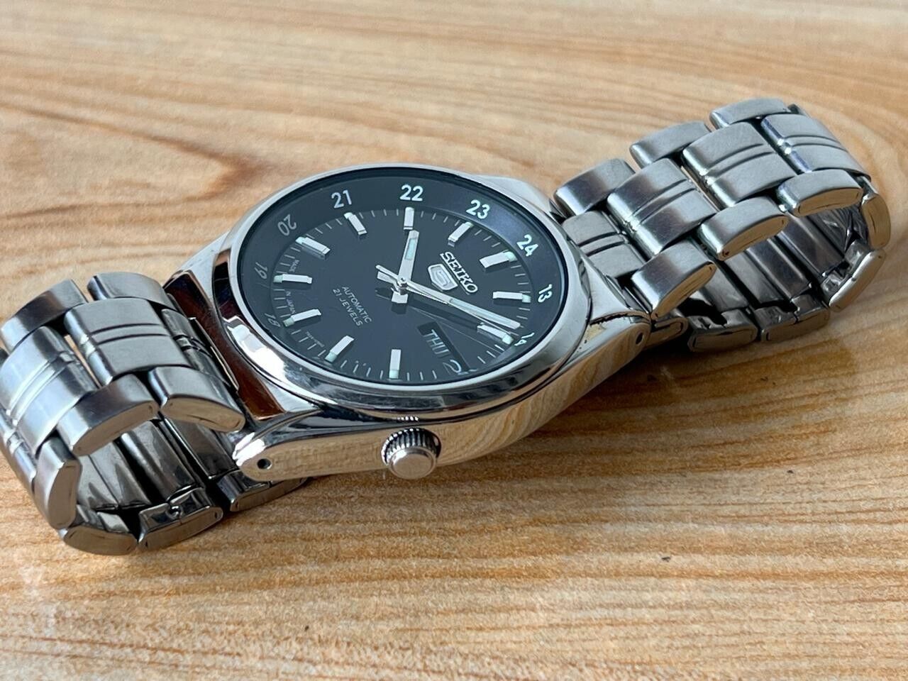 Seiko 5 Railway Dial 7s26-02v0 Automatic 21 Jewels 35mm Men’s Watch, Perfect