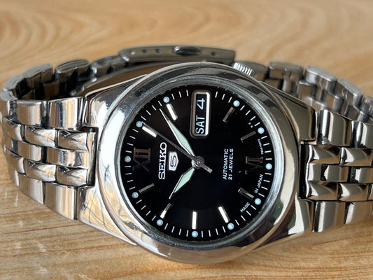 Seiko 5 Black Dial 7s26-02v0 Automatic 21 Jewels 35mm Men’s Watch, Perfect