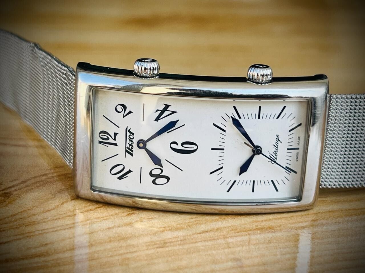 Vintage Tissot Heritage Dual Time Item Rare Watch mens watch 28x50mm Quartz