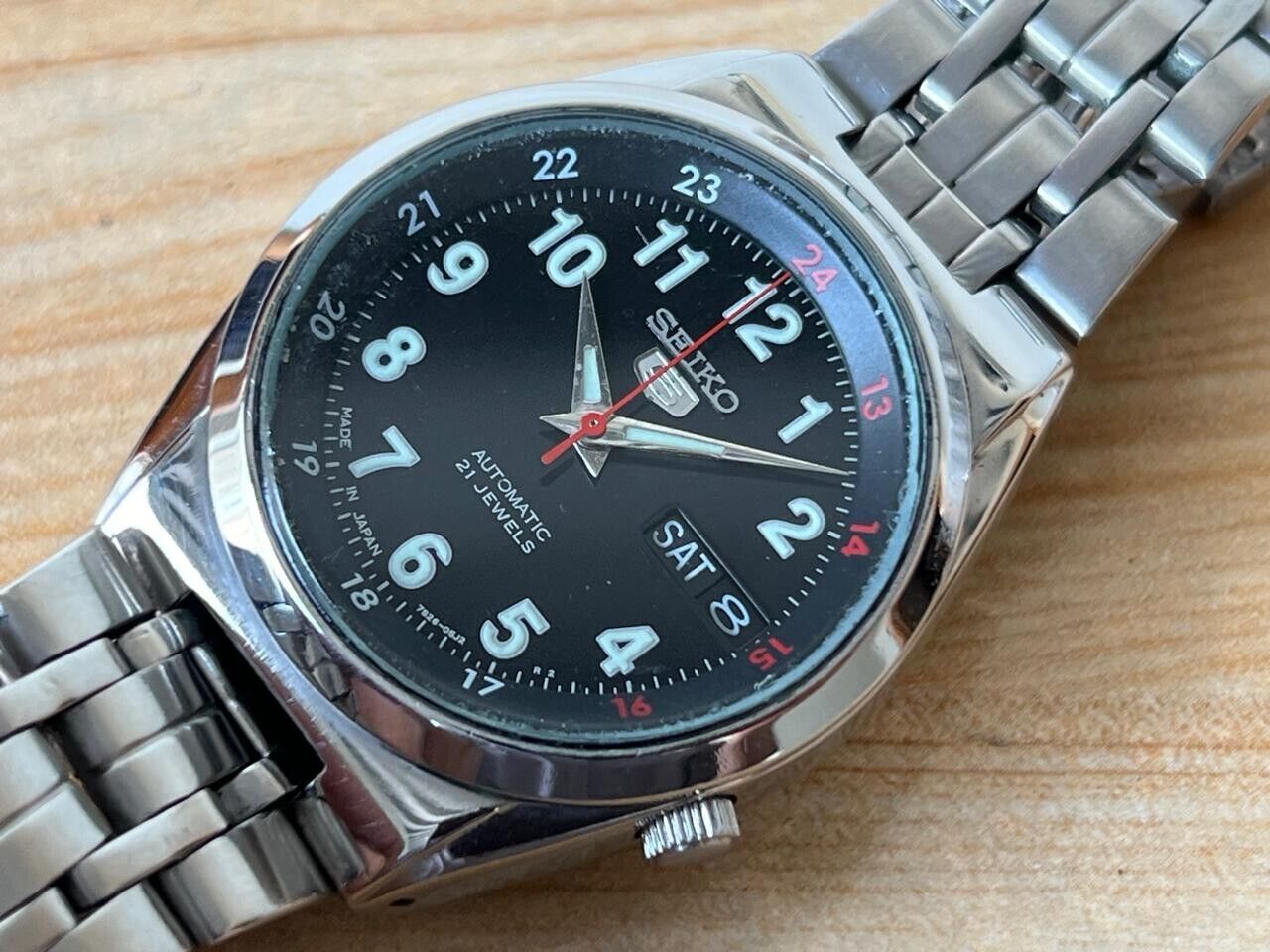 Seiko 5 Black Dial 7s26-02c0 Automatic 21 Jewels 36mm Men’s Watch, Perfect