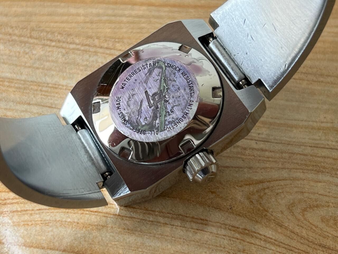 Vintage Louis Rossel Red Rare Dial 27mm Automatic Ladies Watch NOS