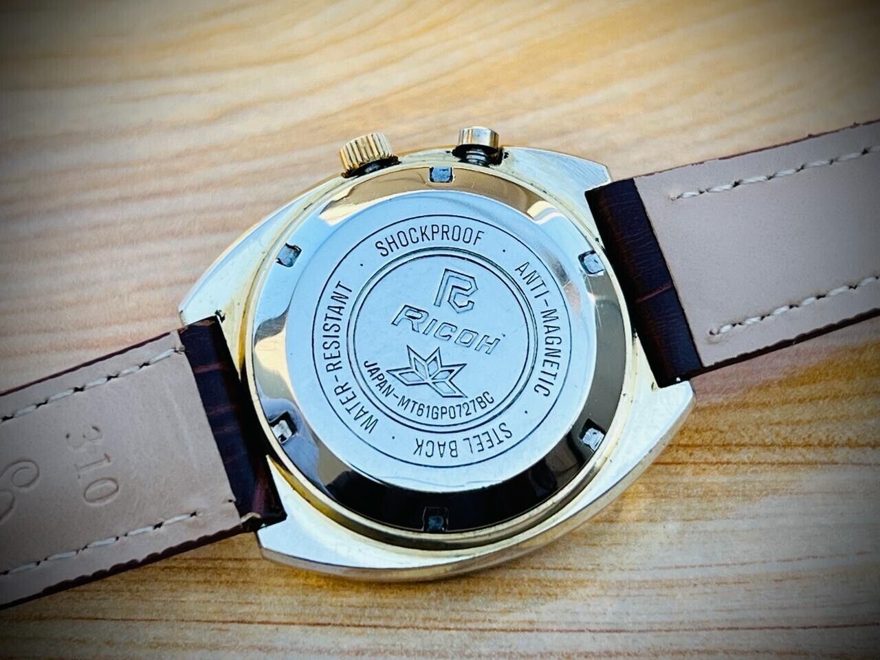 Vintage Ricoh Stunning Diamond Dial Manual Wind Mens Watch 37mm Perfect