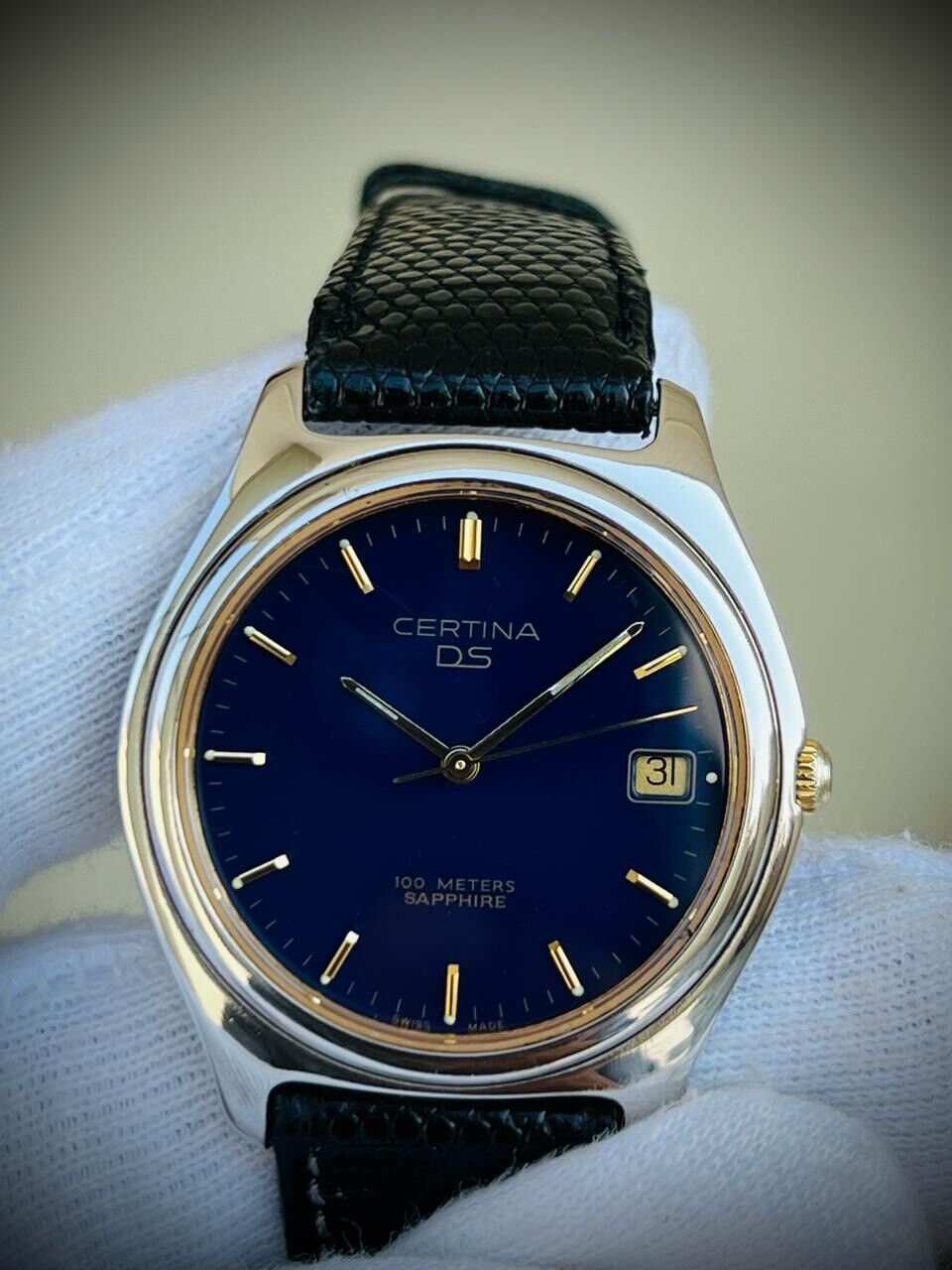 Certina DS 100m Sapphire Quartz Mens Watch 35mm, Swiss Made, Dress Watch