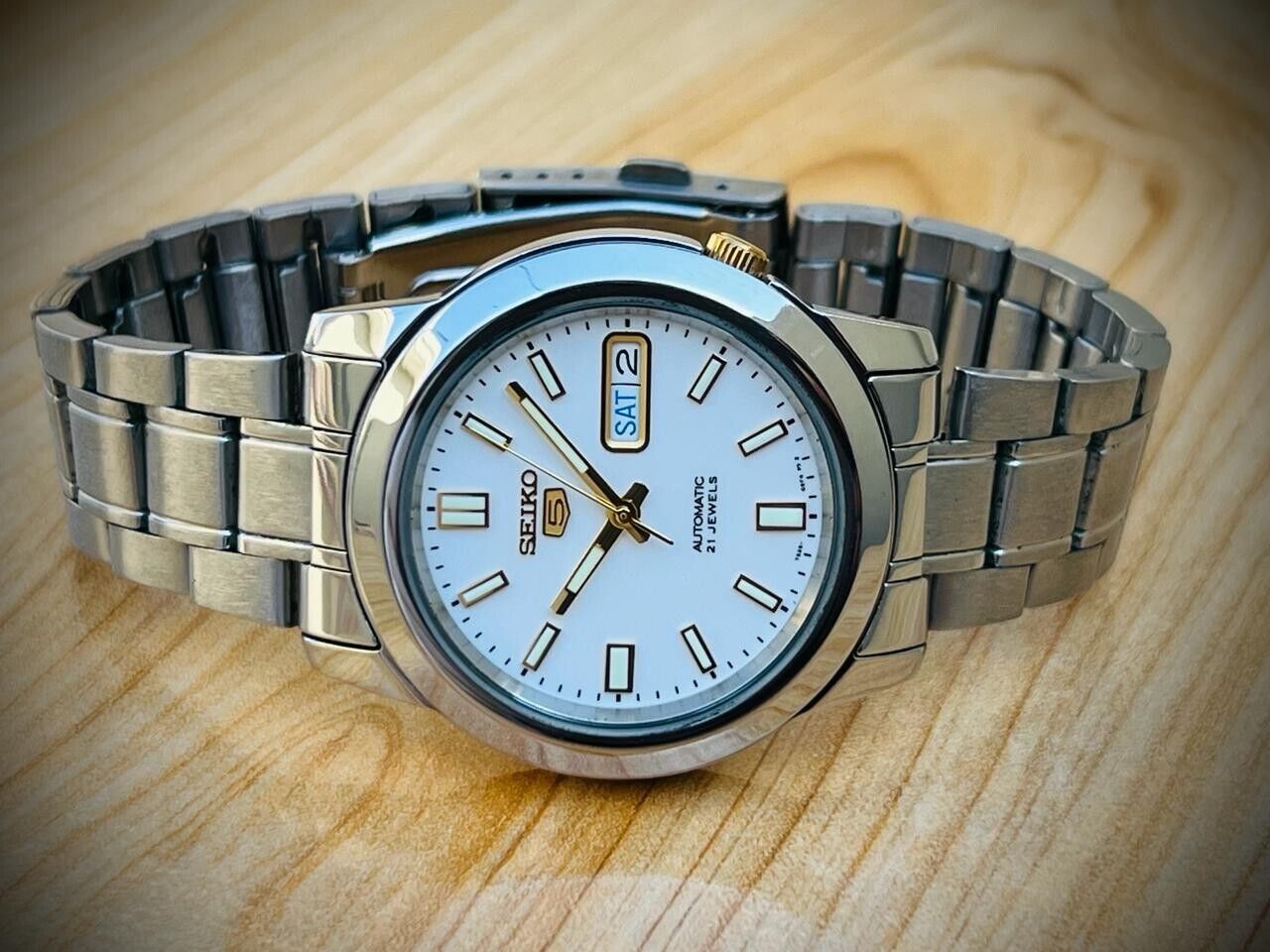 Seiko 5 Automatic 21 Jewels White Dial 7S26-02W0 39mm Men’s Watch