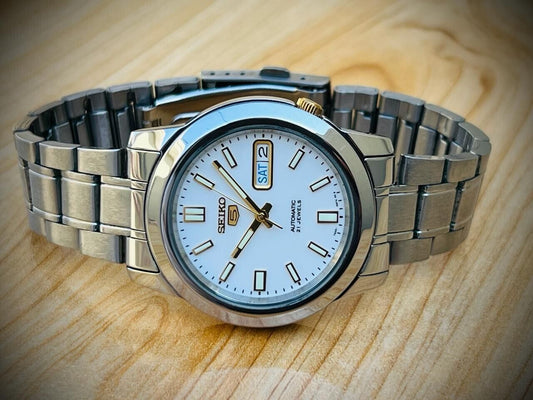 Seiko 5 Automatic 21 Jewels White Dial 7S26-02W0 39mm Men’s Watch