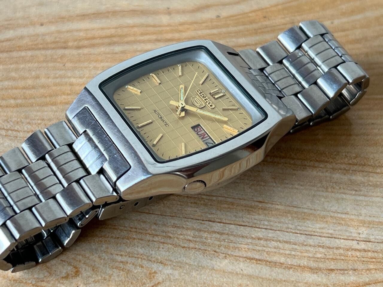 Vintage Seiko 5 Gold Dial 7009-3161 Automatic 34mm Men’s Watch, Perfect