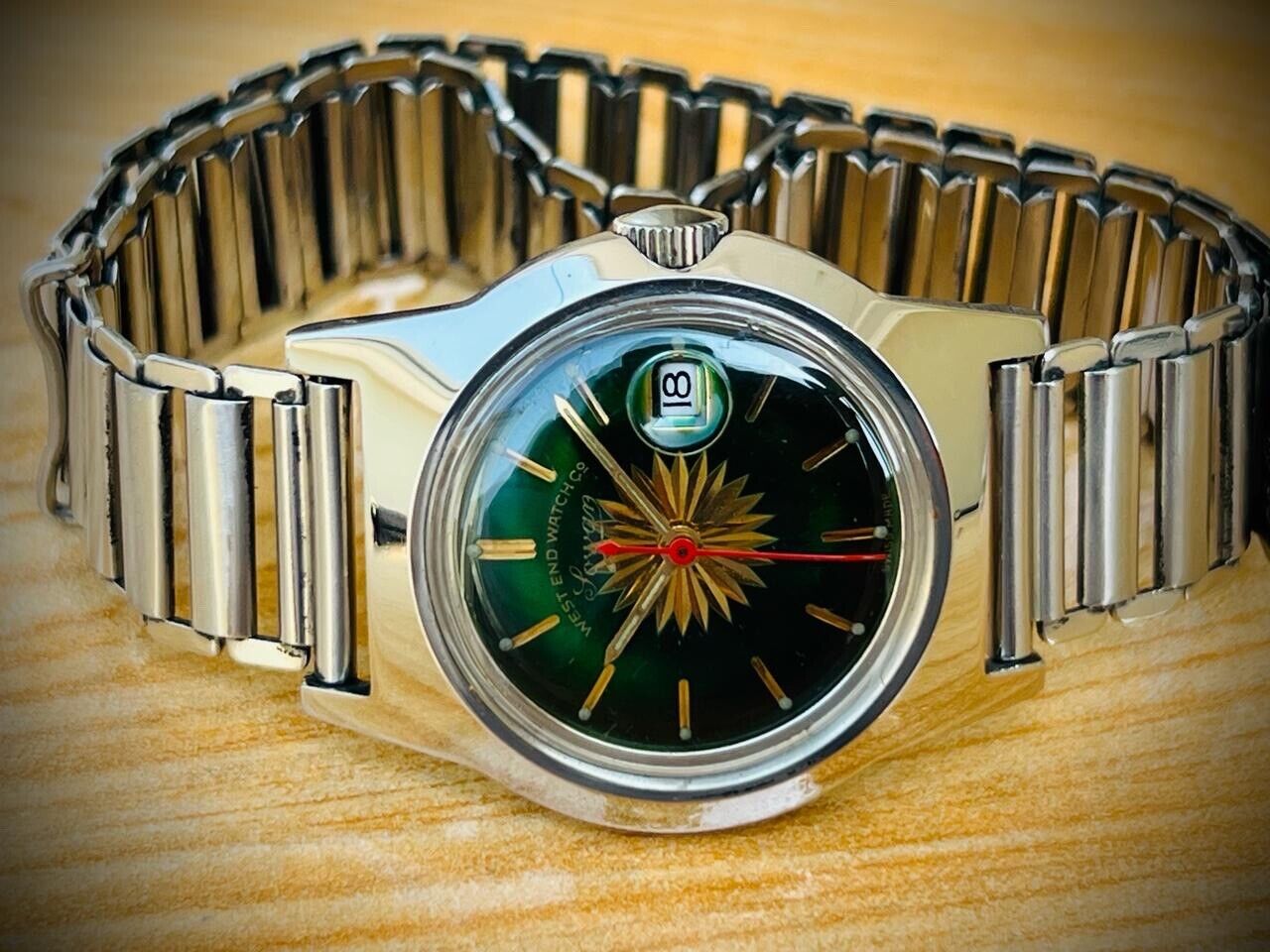 Vintage West End Rare Green Dial Manual Wind Gents Watch 32mm Swiss Made