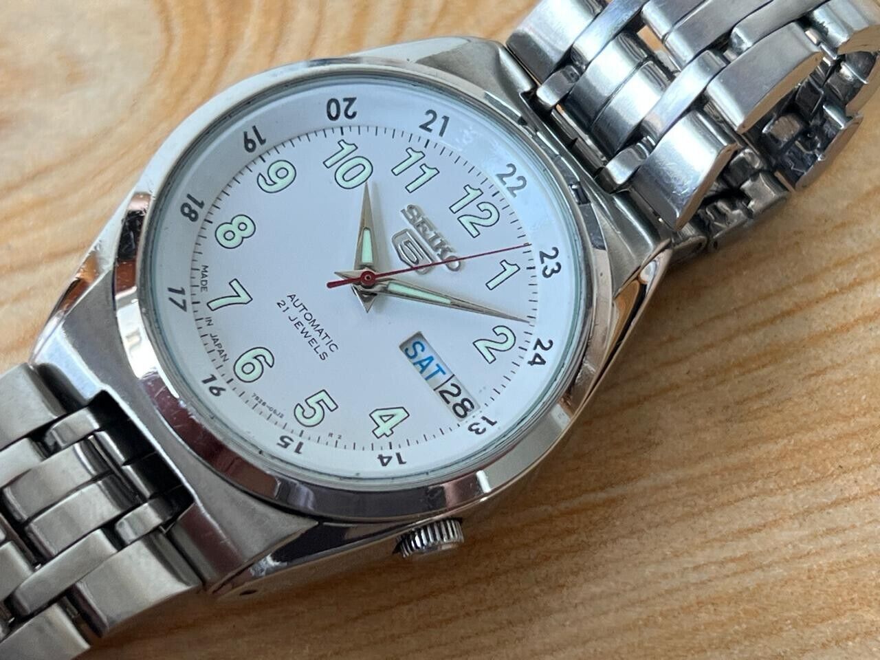 Seiko 5 Railway Dial 7s26-02c0 Automatic 21 Jewels 35mm Men’s Watch, Perfect