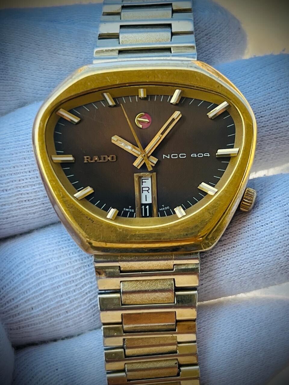 Vintage Rado NCC 404 NOS Brown Dial Automatic Mens Watch, Ultra Rare