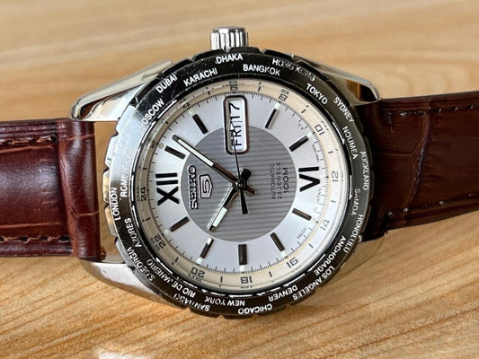 Seiko 5 Sports 100m World Time SNZG63K1 Automatic 7s36 39mm Men’s Watch, Perfect