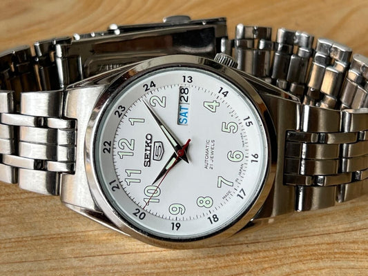 Seiko 5 Railway Dial 7s26-02c0 Automatic 21 Jewels 35mm Men’s Watch, Perfect