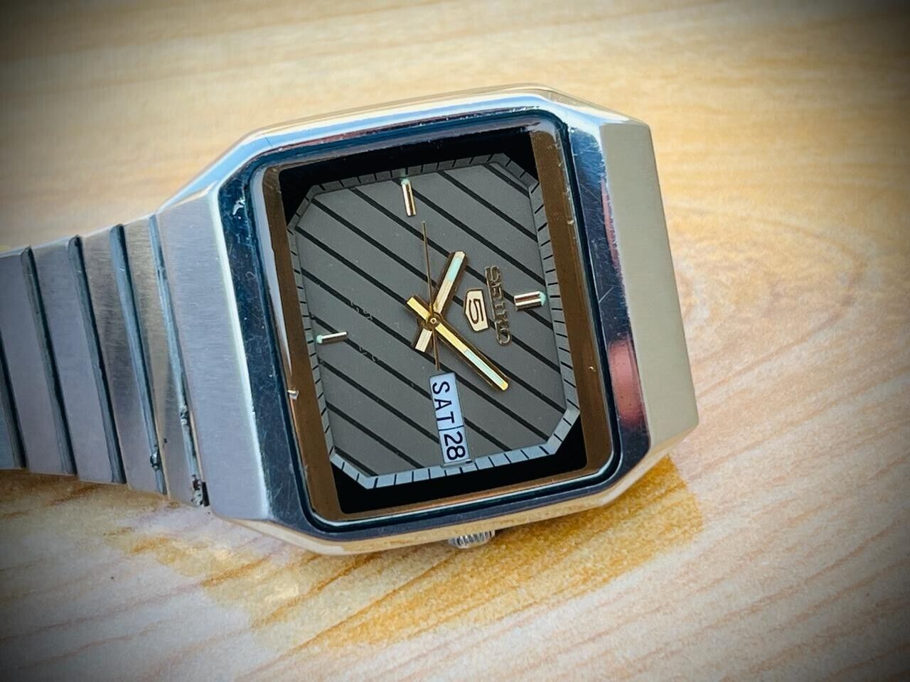 Vintage Seiko 5 Automatic Extremely Rare Brown Dial 6349-5210 Mens Watch 35mm