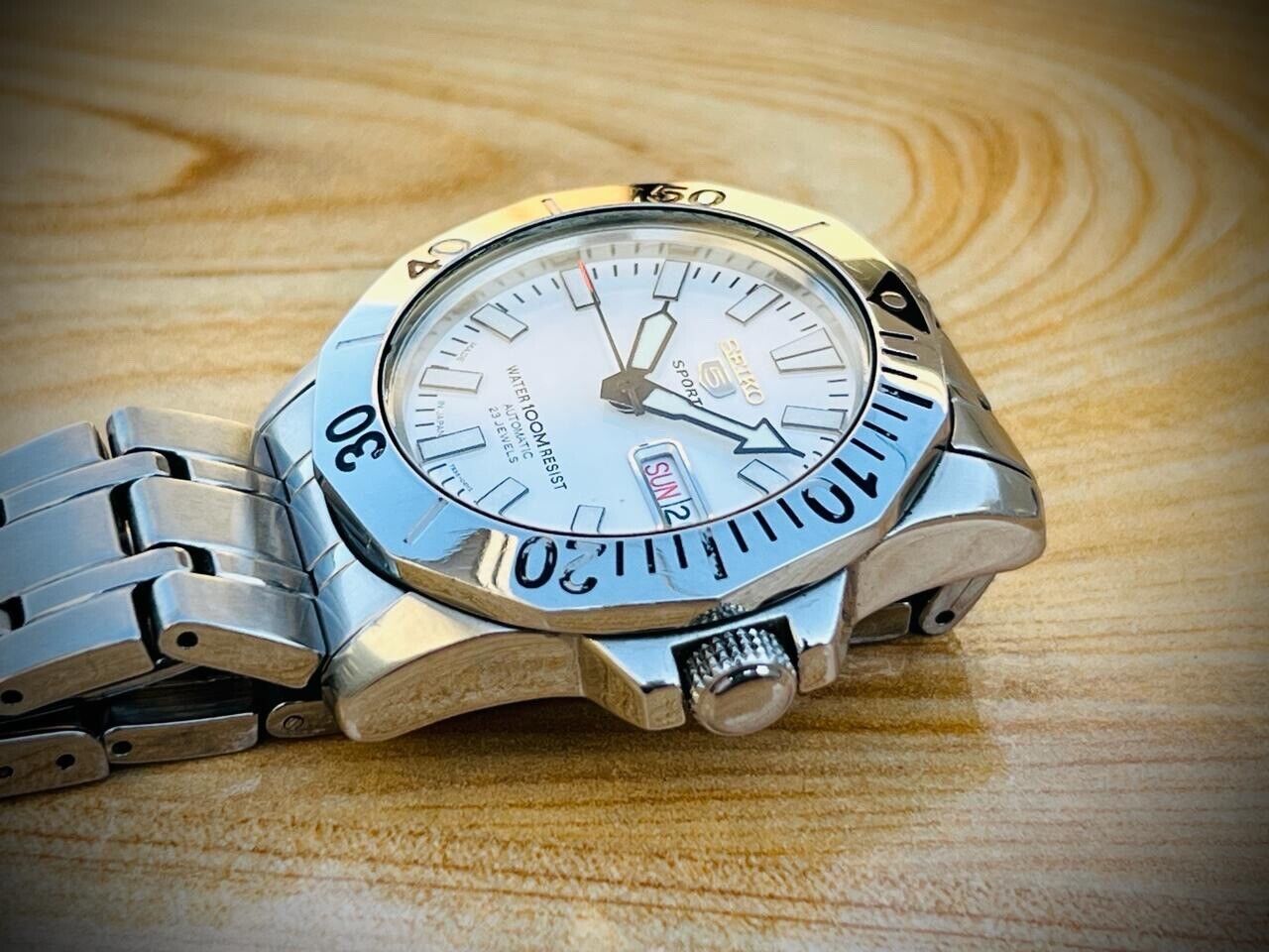 Vintage Seiko 5 Sports 100m 23 Jewels 7S36-02Y0 Gents Watch, Japan made 40mm