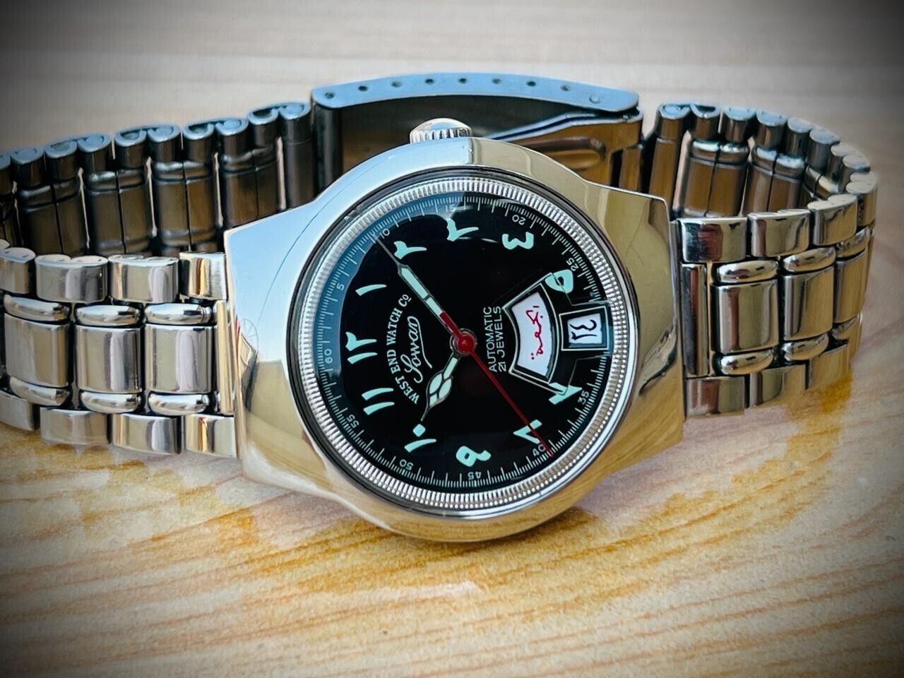 Vintage West End Black Arabic Dial 36mm Automatic Gents Watch Swiss, Perfect