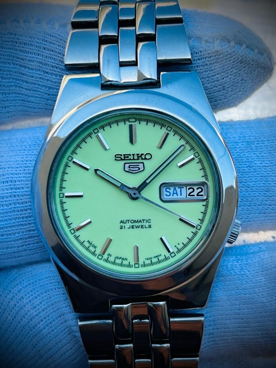 Seiko 5 Automatic Radium Dial 21 Jewels 7s26-02V0 Mens Watch 37mm