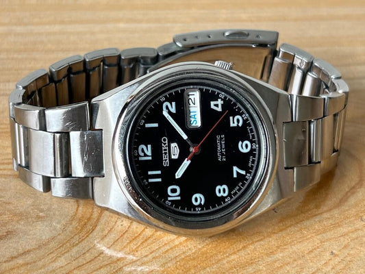 Seiko 5 Black Dial 7s26-02s0 Automatic 21 Jewels 36mm Men’s Watch, Perfect