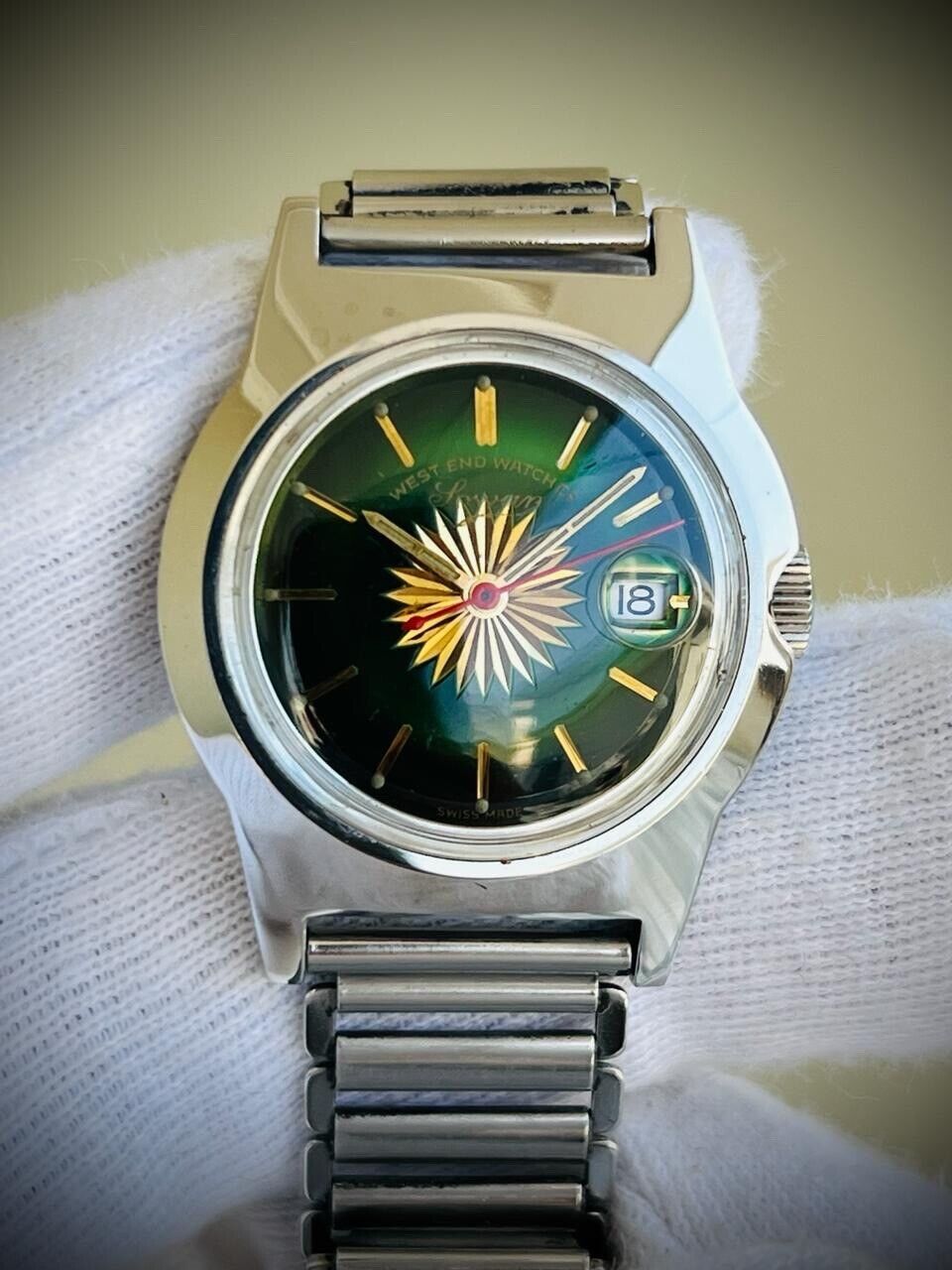 Vintage West End Rare Green Dial Manual Wind Gents Watch 32mm Swiss Made