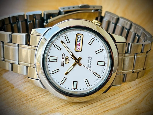 Seiko 5 Automatic 21 Jewels White Dial, 7S26-02W0 39mm Men’s Watch