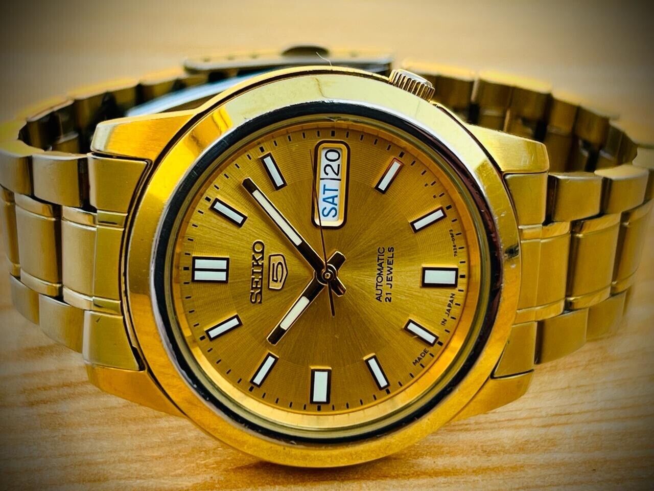 Seiko 5 Automatic 21 Jewels Gold Dial, 7S26-02W0 39mm Men’s Watch