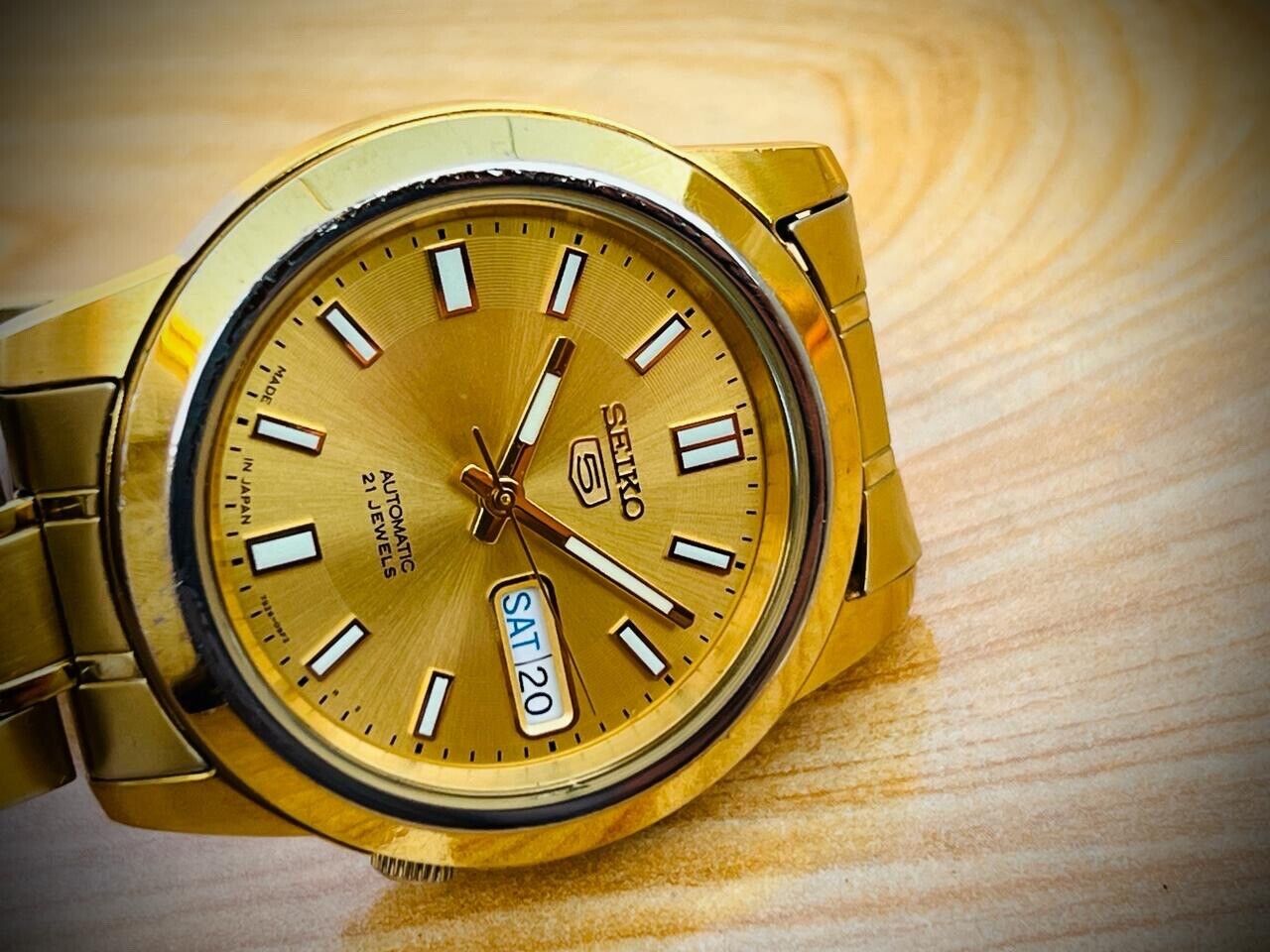 Seiko 5 Automatic 21 Jewels Gold Dial, 7S26-02W0 39mm Men’s Watch