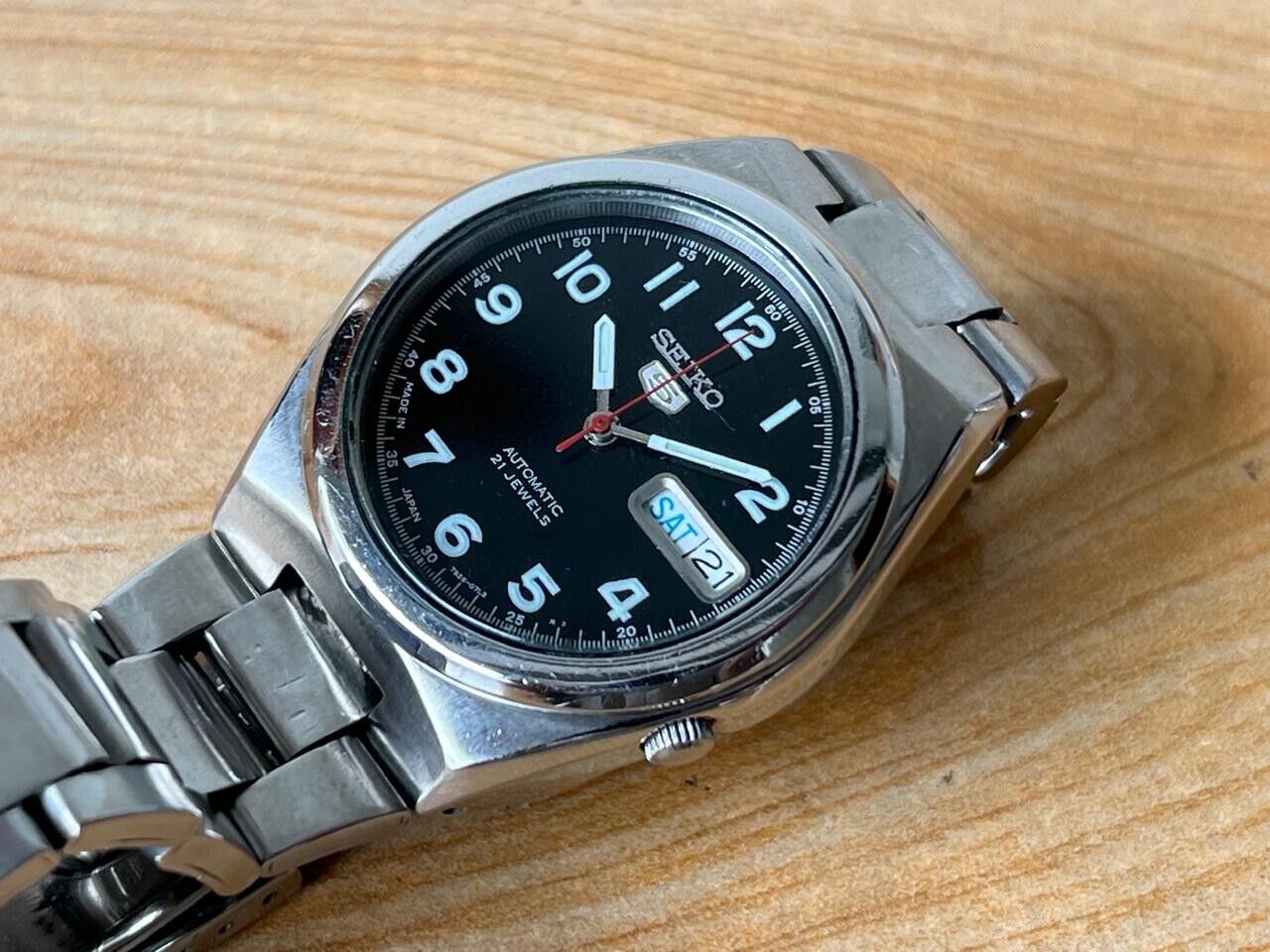 Seiko 5 Black Dial 7s26-02s0 Automatic 21 Jewels 36mm Men’s Watch, Perfect
