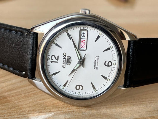 Vintage Seiko 5 White Dial 7s26-0060 Automatic 37mm Men’s Watch, Perfect